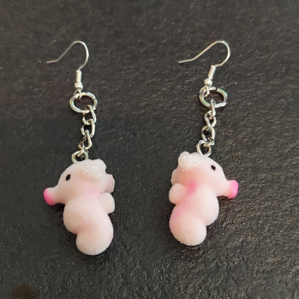 Pink seahorse earrings